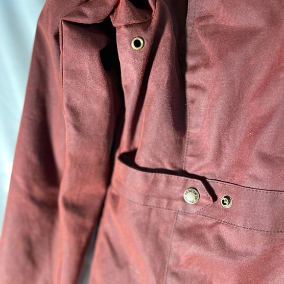 Womens Moorcroft Jacket + Hood SMALL Red Burgundy Outerwear Chore Wax Canvas NEW - Picture 9 of 16